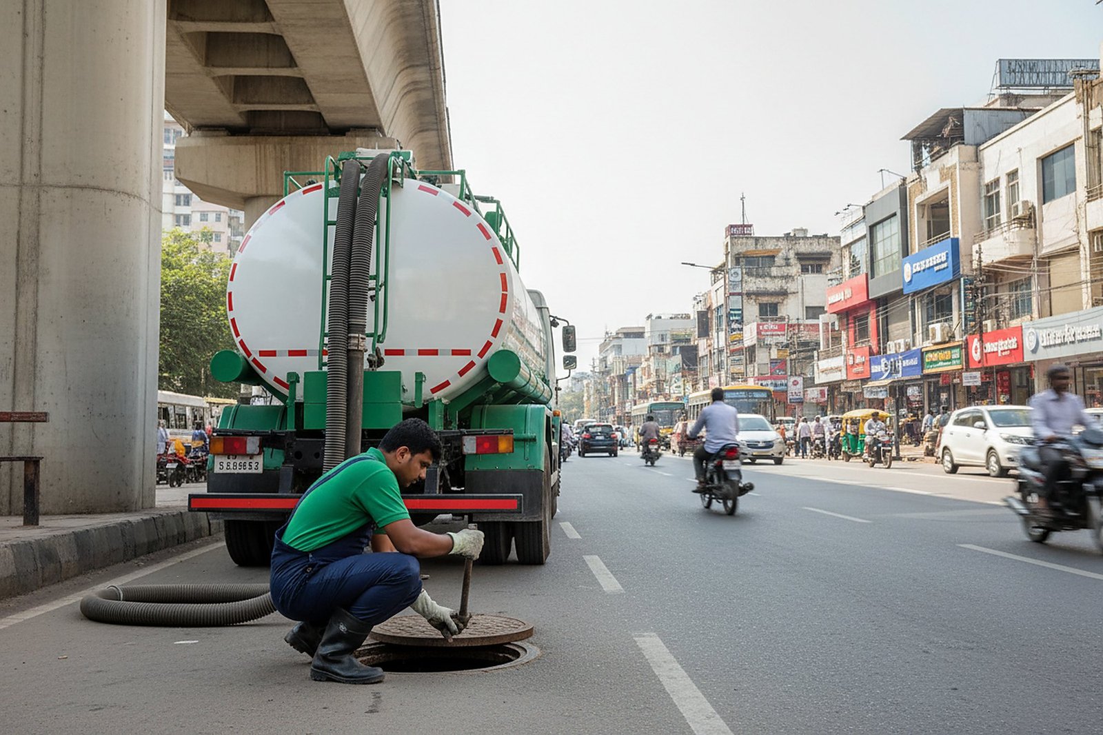 Septic tank cleaning crew at work in Kothaguda, Hyderabad, Hyderabad