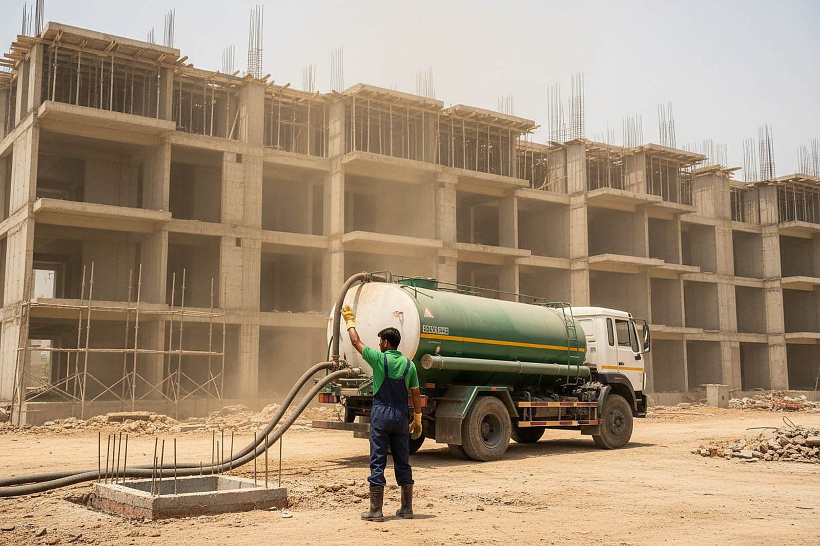 Construction Site Septic Tank Cleaning being carried out in Hyderabad